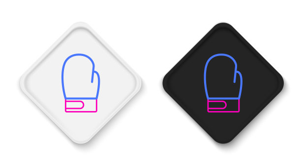 线拳击手套图标孤立在白色背景上。色彩斑斓的轮廓的概念。向量图片下载