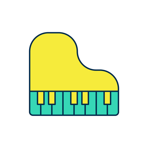 填充轮廓三角钢琴图标孤立在白色背景上。乐器。向量图片下载