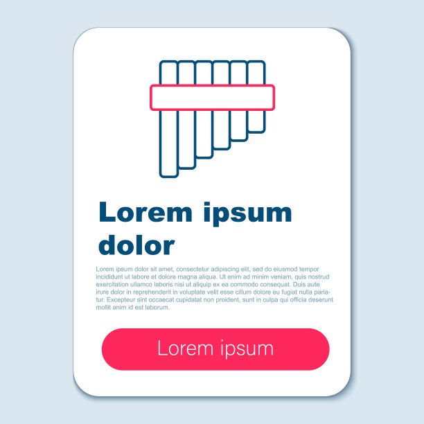 线排箫图标孤立在灰色背景上。传统秘鲁乐器。秘鲁，玻利维亚和墨西哥的民间乐器。色彩斑斓的轮廓的概念。向量图片下载