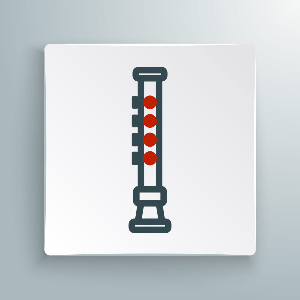 线长笛图标孤立在白色背景上。乐器。色彩斑斓的轮廓的概念。向量图片下载