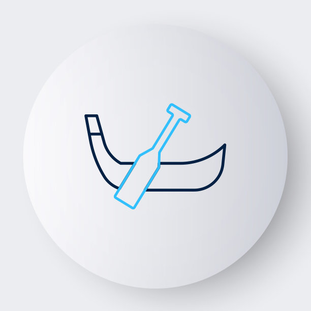 线贡多拉船意大利威尼斯图标孤立在白色背景。旅游划船运输浪漫。色彩斑斓的轮廓的概念。向量图片下载