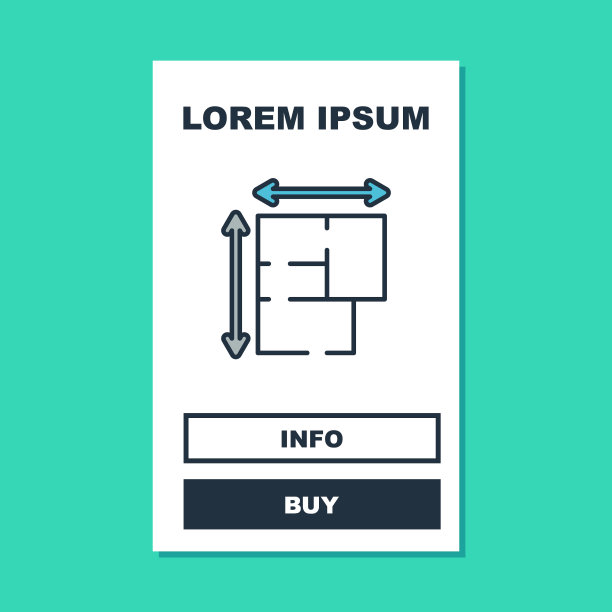 填充大纲住宅计划图标孤立在绿松石背景。向量图片下载