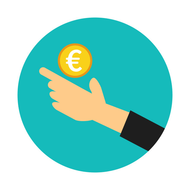 一个男人手里拿着一枚欧元硬币。向量。图片下载