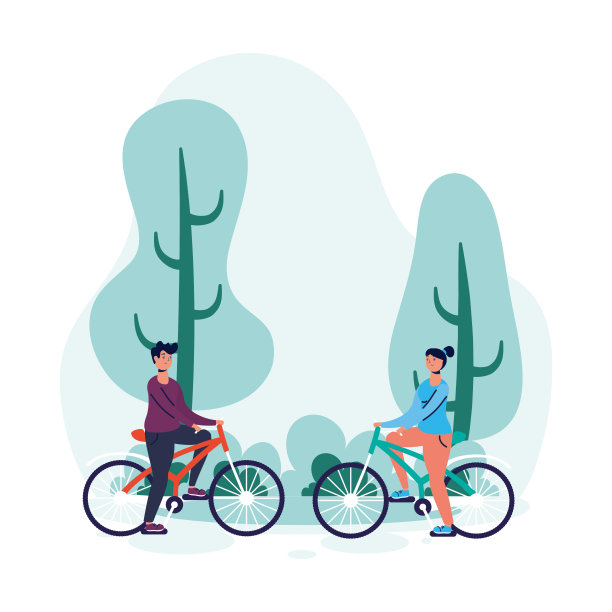 自行车角色中的年轻夫妇图片下载
