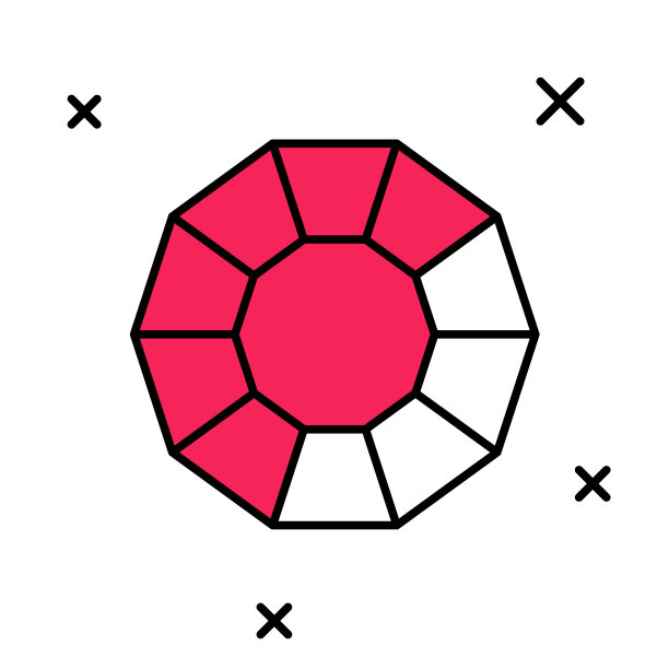 填充轮廓钻石图标孤立在白色背景。首饰的象征。宝石石头。向量图片下载