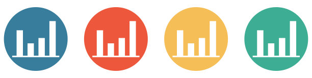 彩色横幅与4按钮:图表图表图片下载