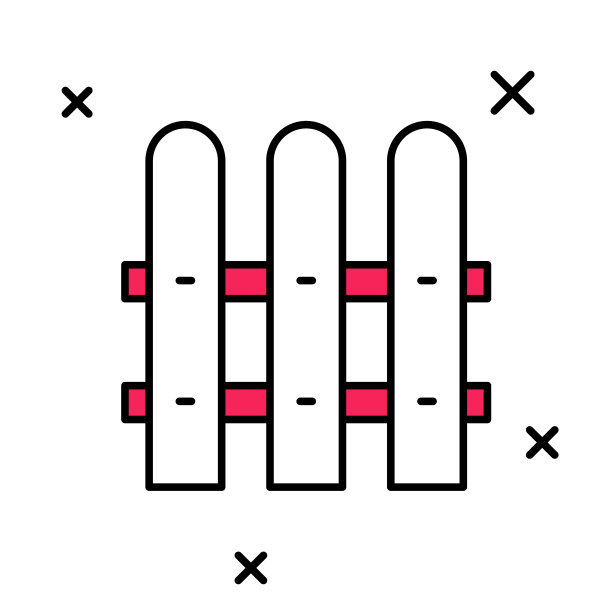 填充轮廓花园栅栏木图标孤立在白色背景上。向量图片下载