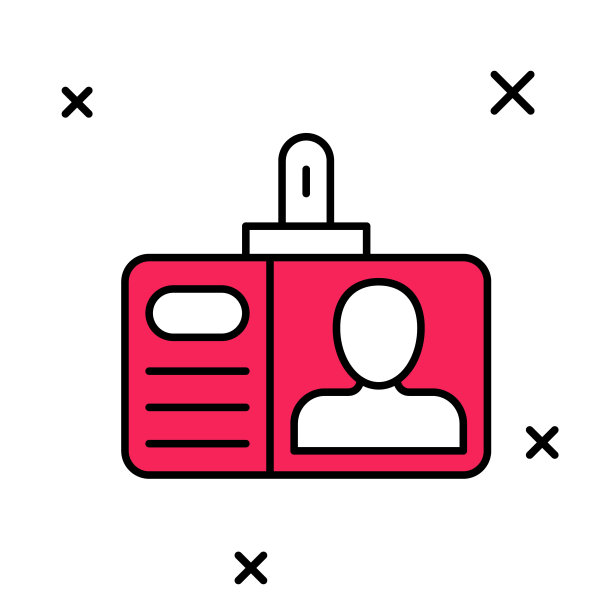 填充轮廓识别徽章图标孤立在白色背景上。它可以用于展示，公司的身份，广告。向量图片下载