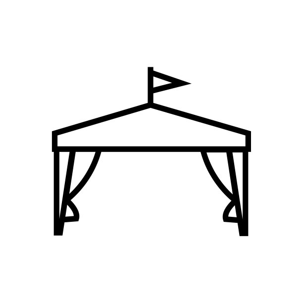 帐篷线图标，矢量轮廓标志孤立在白色背景上图片下载