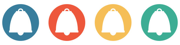 4个按钮的彩色横幅:警钟图片下载