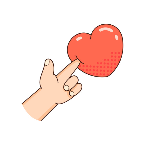 手指指向心。爱天插图。心的形状。情人节矢量剪纸艺术图片下载