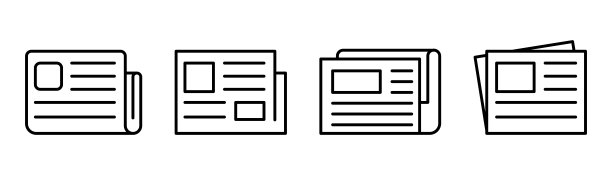 报纸图标合集：杂志线性符号矢量素材图片下载