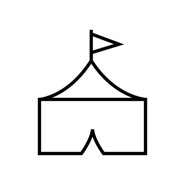 帐篷线图标，矢量轮廓标志孤立在白色背景上图片下载