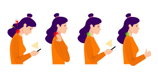 脖子痛的女人，科技颈，固定图片下载
