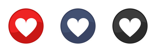 心网图标设置。红，蓝，黑的爱心图标。插图图片下载