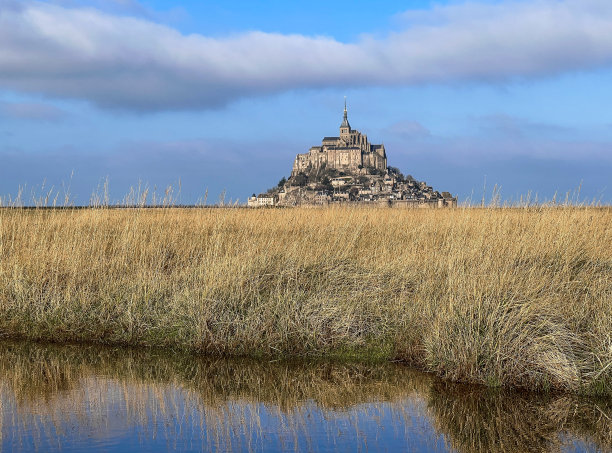诺曼底的盐沼和圣米歇尔山景观，联合国教科文组织世界遗产在法国，欧洲。图片下载
