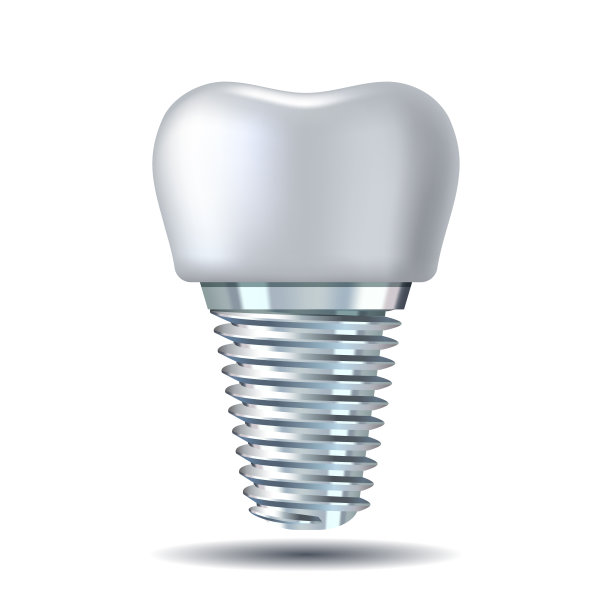 向量3d逼真的白牙植入。假牙图标特写孤立在白色图片下载