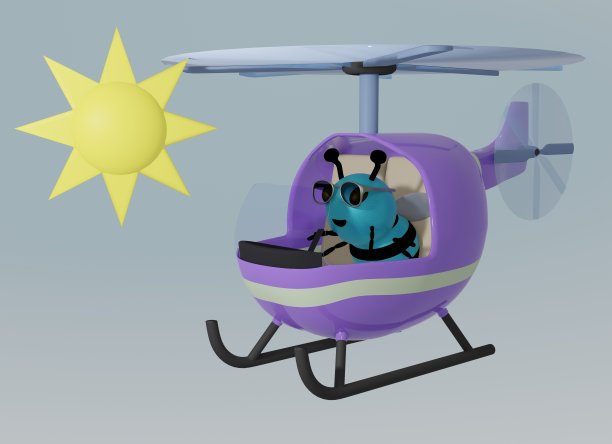 蓝色蜜蜂，直升机和晴朗的天空图片下载