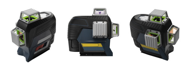 激光水平在不同的角度上的白色背景图片下载