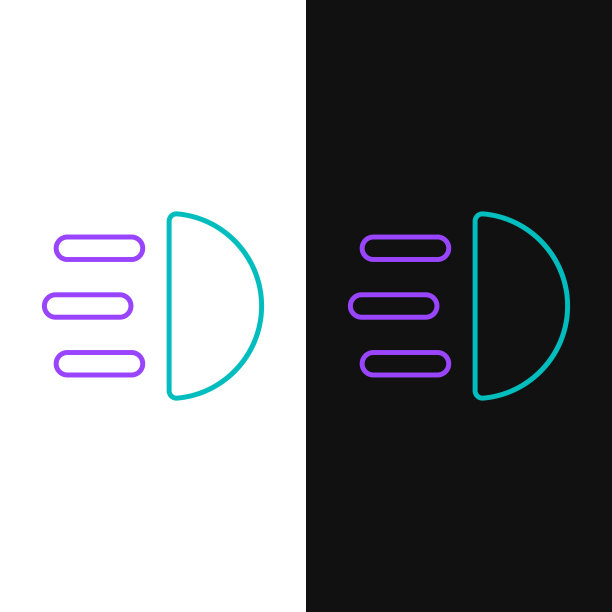 行远光灯图标孤立在白色和黑色图片下载