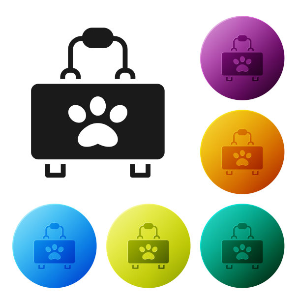 黑色宠物急救箱图标孤立在白色上图片下载