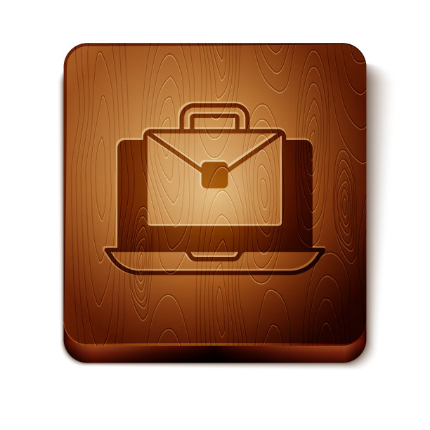 棕色在线工作图标孤立在白色上图片下载