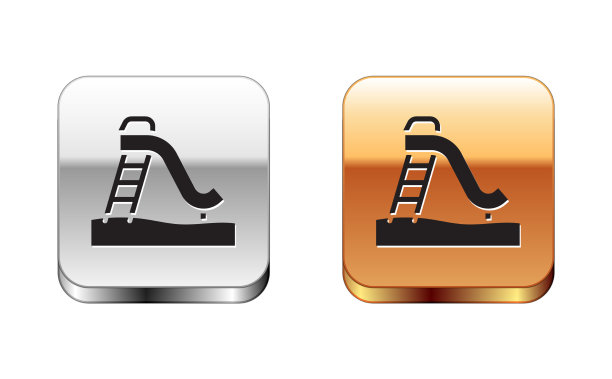 黑人小孩幻灯片图标孤立在白色背景上图片下载