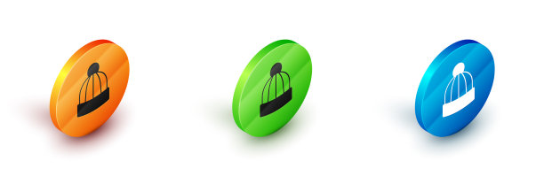 等距冬季帽子图标孤立在白色图片下载