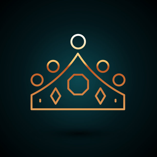 金线国王皇冠图标孤立在深蓝色上图片下载