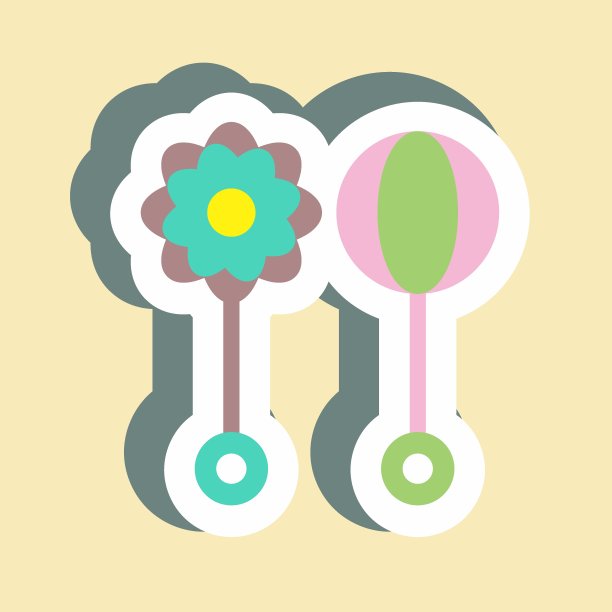 贴纸摇壶玩具-简单的插图图片下载