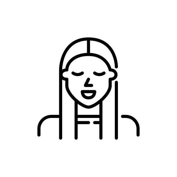 长头发的可爱学生女孩。像素完美，可编辑的笔画头像图标图片下载