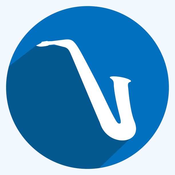 图标萨克斯管-长阴影风格-简单的插图，良好的印刷，公告，等图片下载