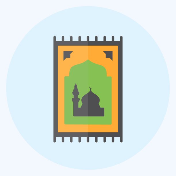 图标祈祷地毯-平坦的风格-简单的插图图片下载