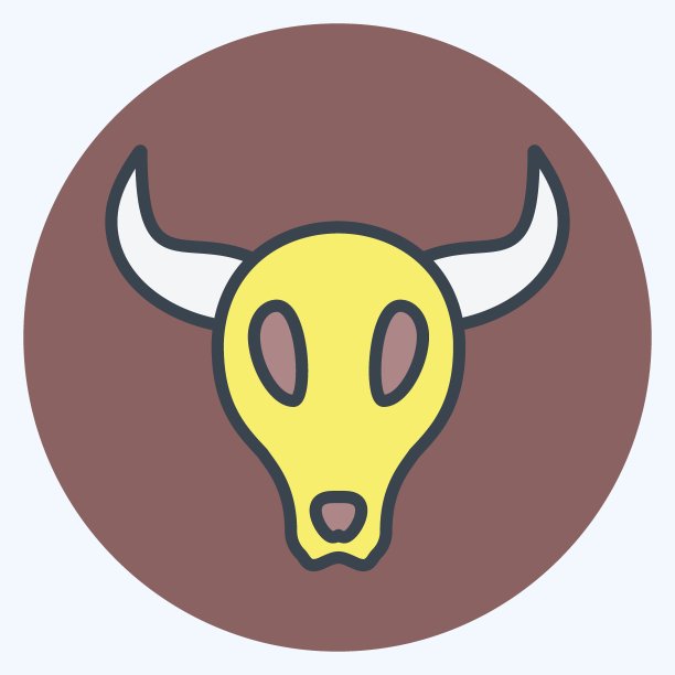 图标牛角-颜色匹配风格-简单的插图，适合印刷，公告等图片下载