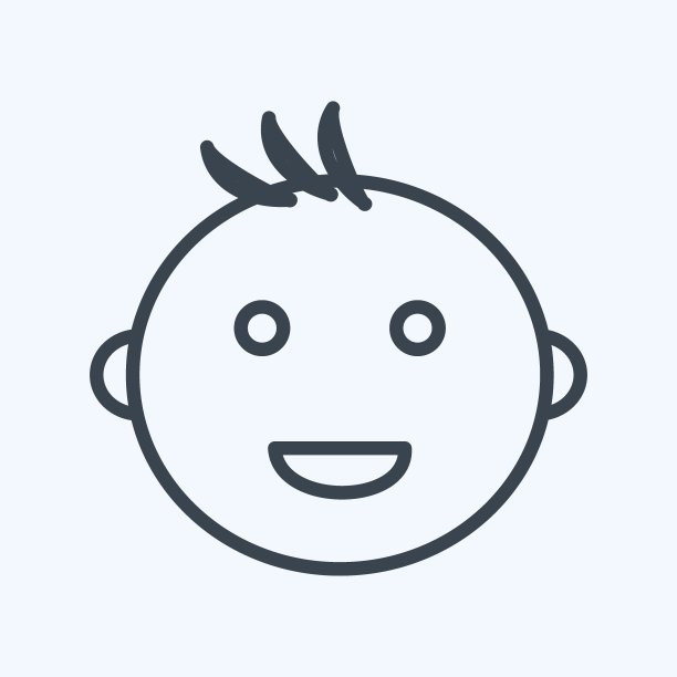 图标微笑婴儿-线风格-简单的说明图片下载