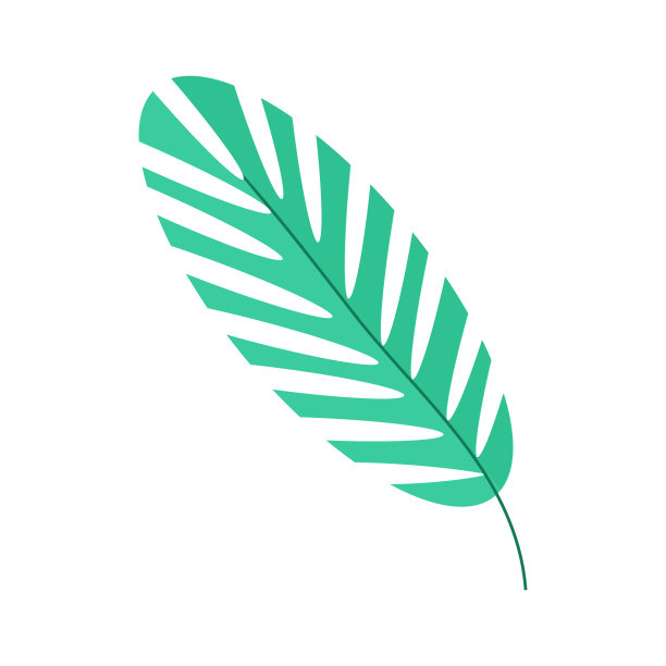 棕榈枝在白色背景上使用在剪纸艺术的设计图片下载