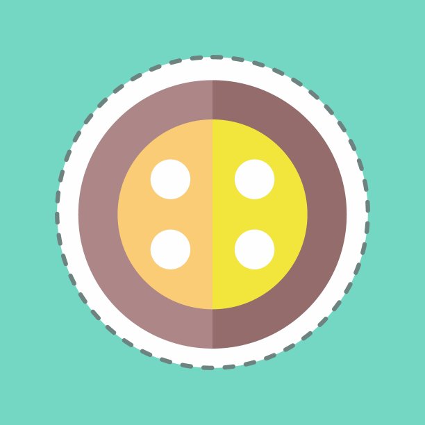 按钮贴纸在时尚线削减孤立的蓝色背景图片下载