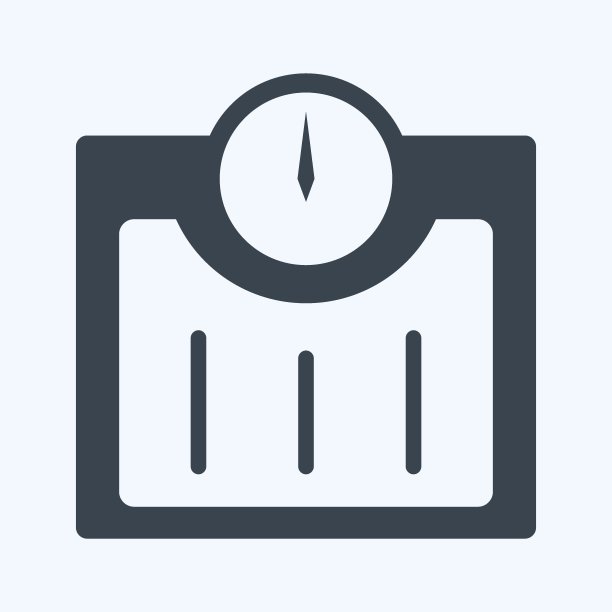 称重机器图标在时尚字形风格孤立在软蓝色背景图片下载