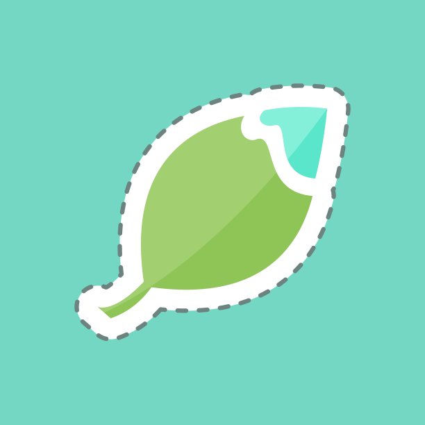 断叶贴纸在时尚线削减孤立的蓝色背景图片下载