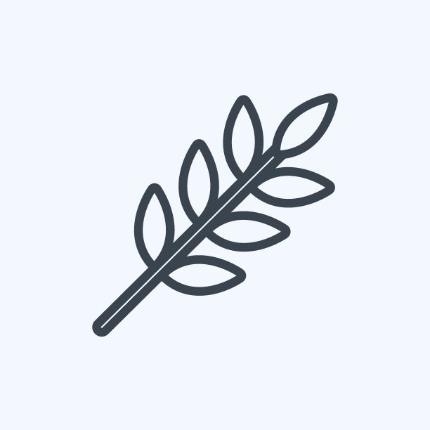 小麦图标在时尚线风格孤立在软蓝色背景图片下载