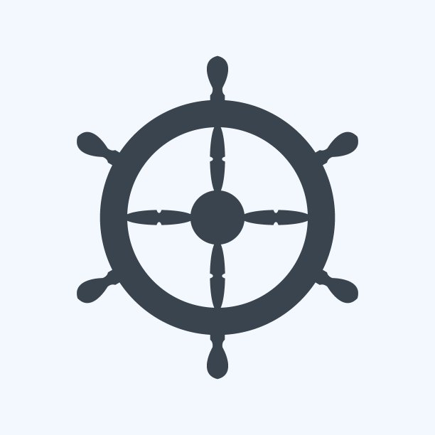 图标船轮-字形风格-简单的插图，可编辑的笔画图片下载