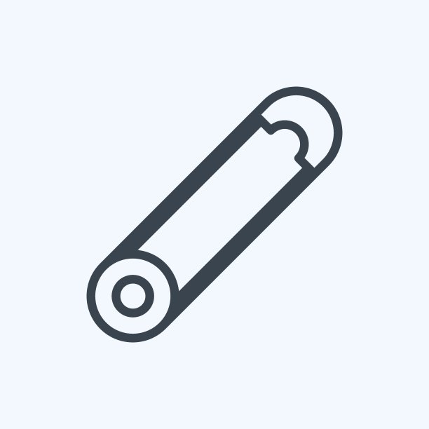 安全别针图标在时尚线风格孤立在软蓝色背景图片下载