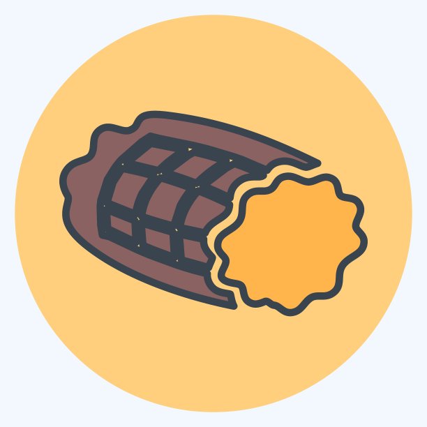 图标烟熏火腿-颜色搭配风格-简单的插图，可编辑的笔画图片下载