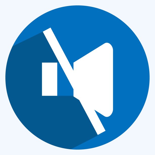 图标静音音量-长阴影风格-简单的插图，有利于打印，公告等图片下载