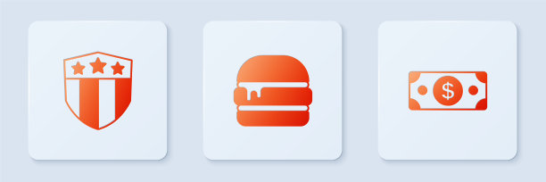 用星星和叠纸设置汉堡盾图片下载