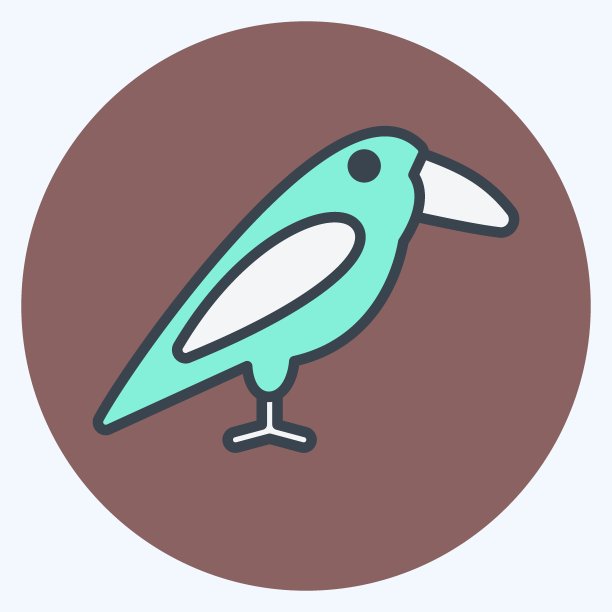 鸟图标在时尚的颜色伴侣风格孤立在软蓝色背景图片下载