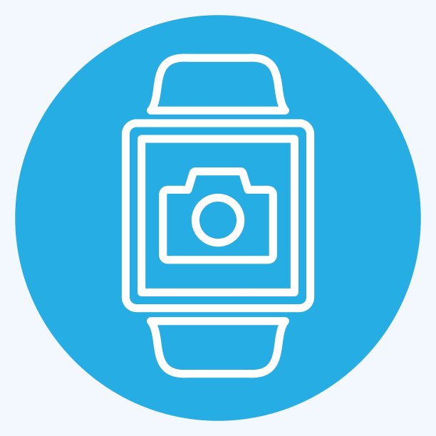 相机应用程序图标在时尚的蓝色眼睛风格孤立在柔和的蓝色背景图片下载