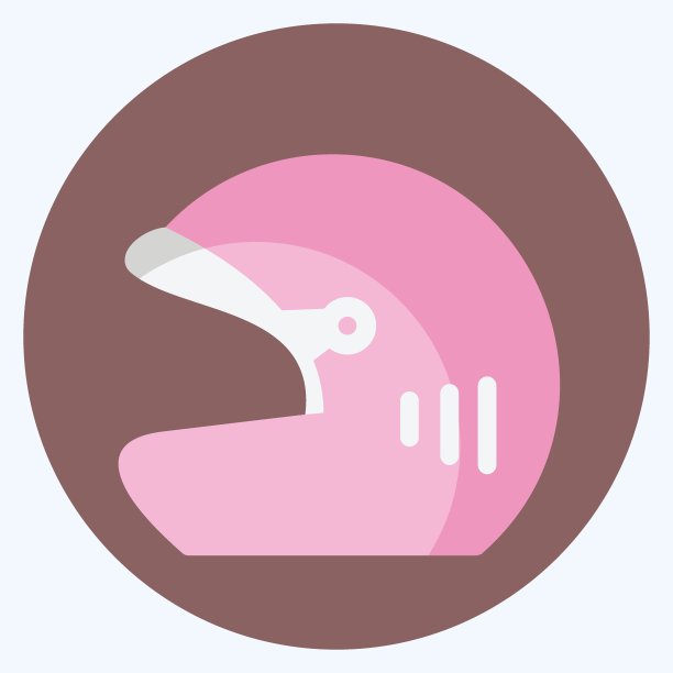 头盔图标在时尚平面风格孤立在软蓝色背景图片下载