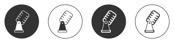 黑色麦克风图标孤立在白色背景上。在空中无线电麦克风麦克风。演讲者的迹象。圆按钮。向量图片下载