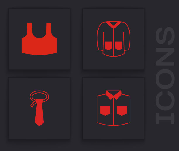 设置衬衫汗衫毛衣和领带图标图片下载